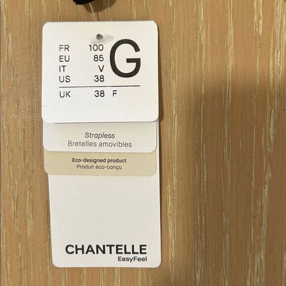 Chantelle Lingerie Norah Lace Trim Bandeau Bra, Black, Size 38G, NWT - Picture 13 of 14